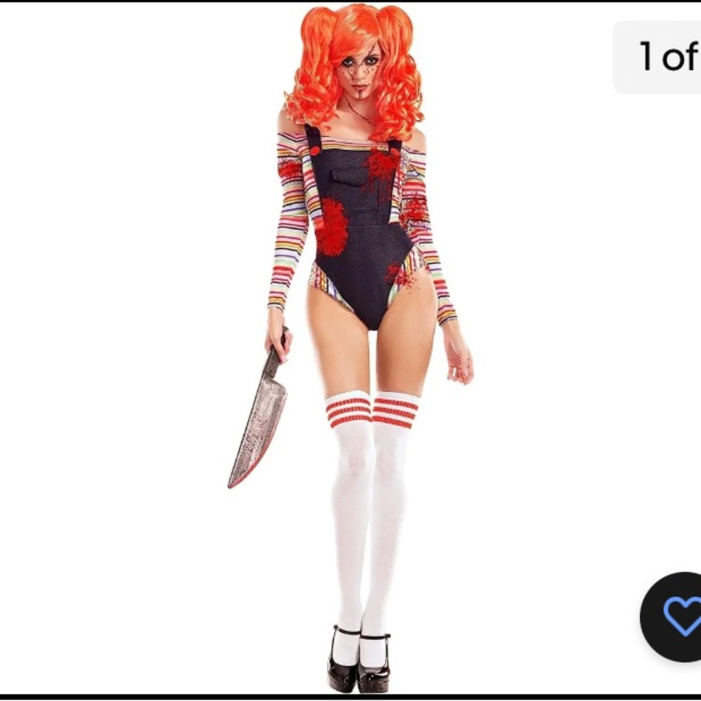 Sexy Party King Killer Doll Chucky Bloody Bodysuit Costume PK762 Teddy Socks XL
